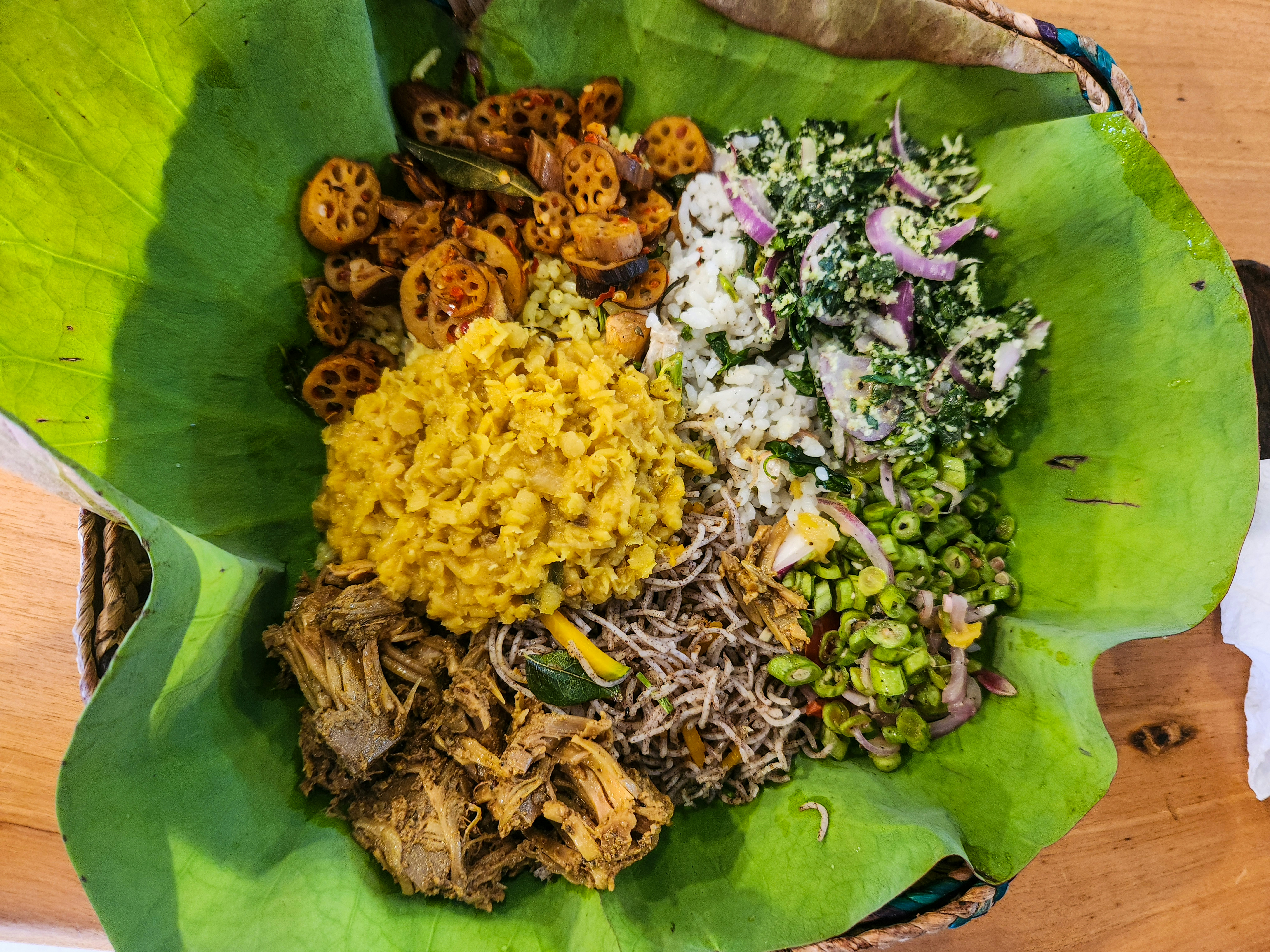 Sri Lankan rice and curry spread
