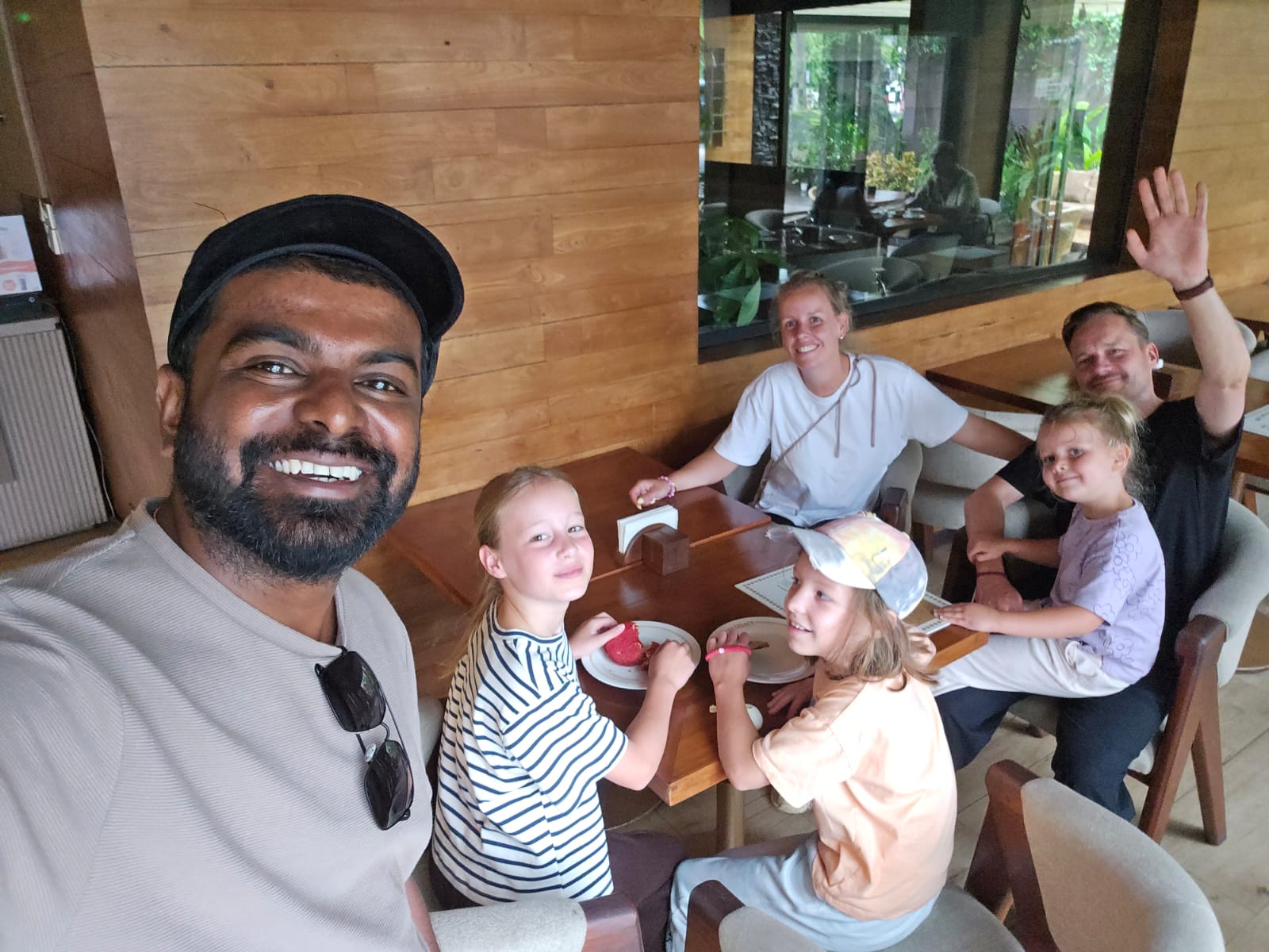 Breakfast with a guest family before the day's drive