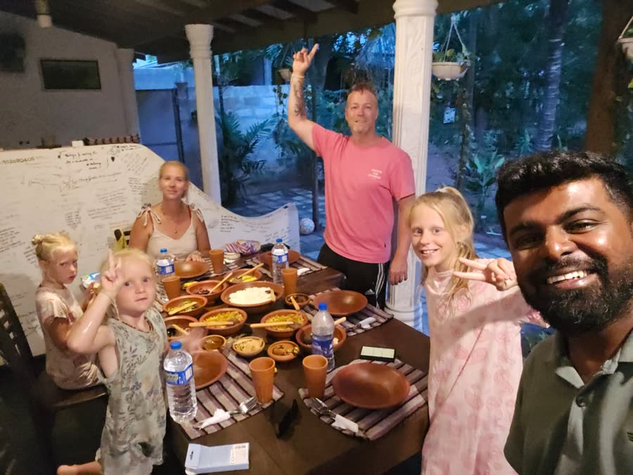 A home-cooked rice and curry dinner with guests