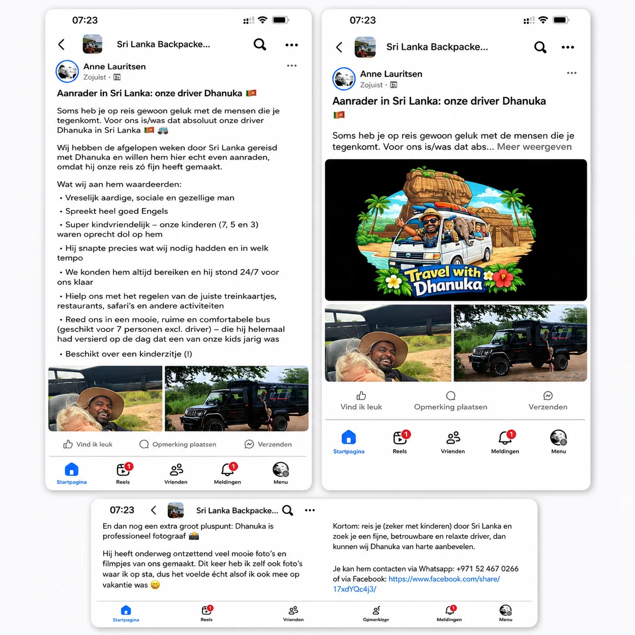 Screenshot of Don and Anne L.'s original Facebook post recommending Dhanuka