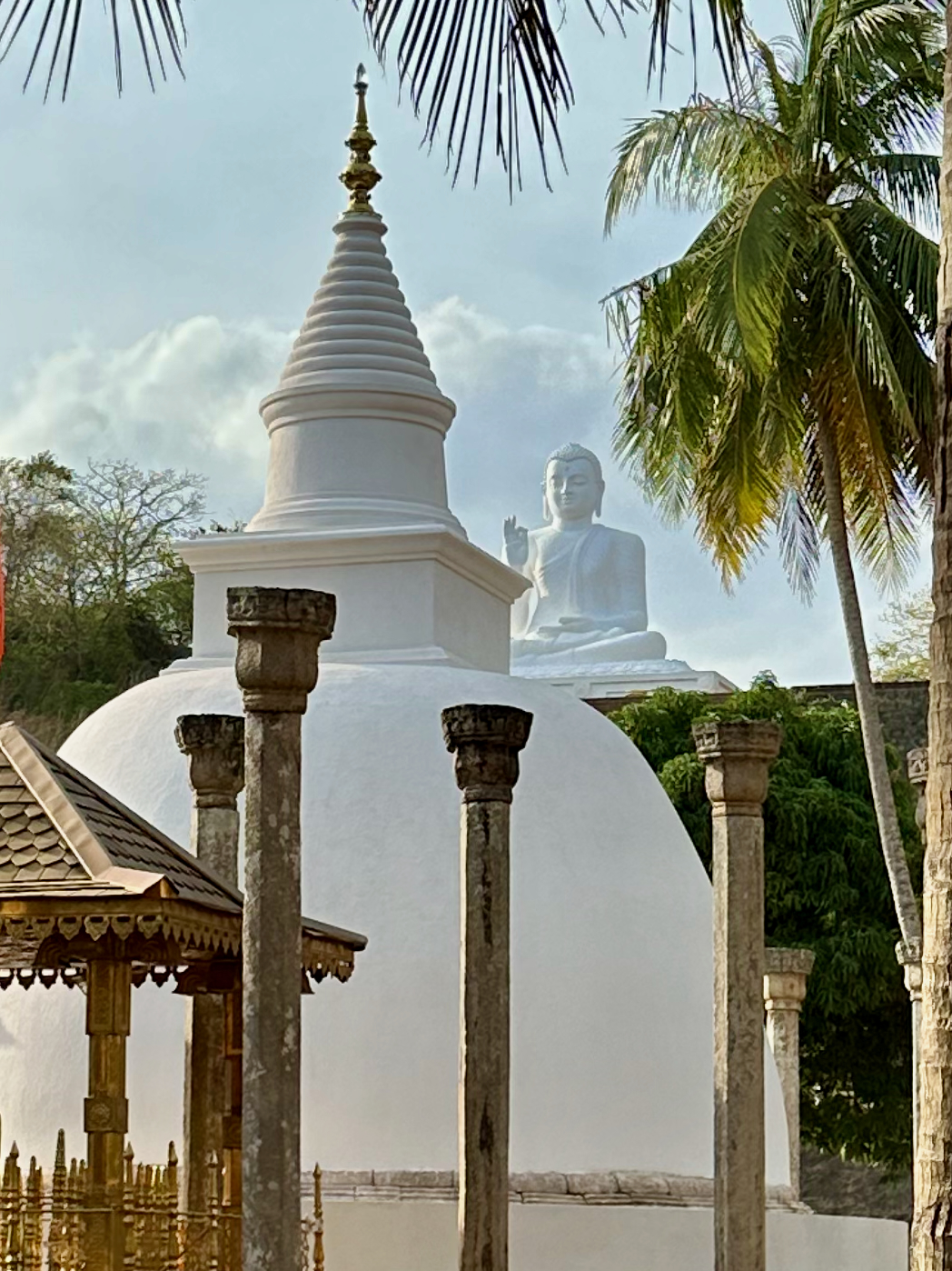 The white Ambasthala stupa on the sacred mountain of Mihintale